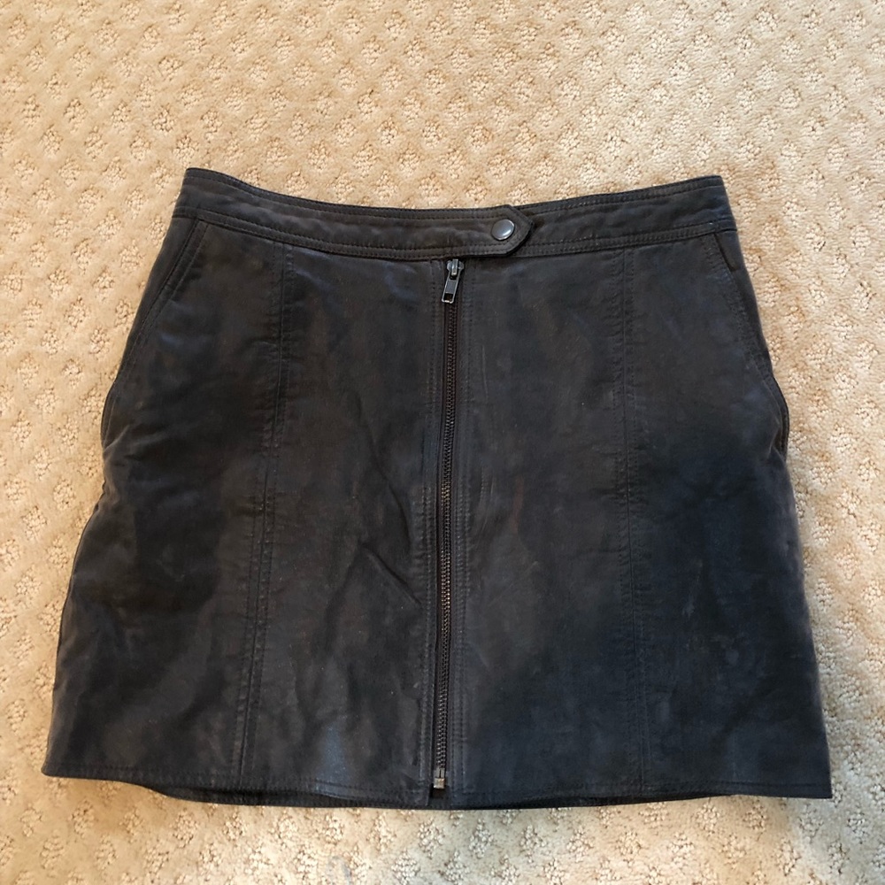 Free People Zip Up Leather Mini Skirt